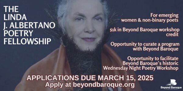 Linda-photo-on-fellowship-banner Linda photo on Beyond Baroque Linda J. Albertano Poetry Fellowshio